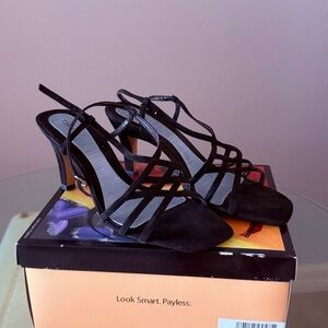 FIONI Black Strappy Women's Dress Sandals